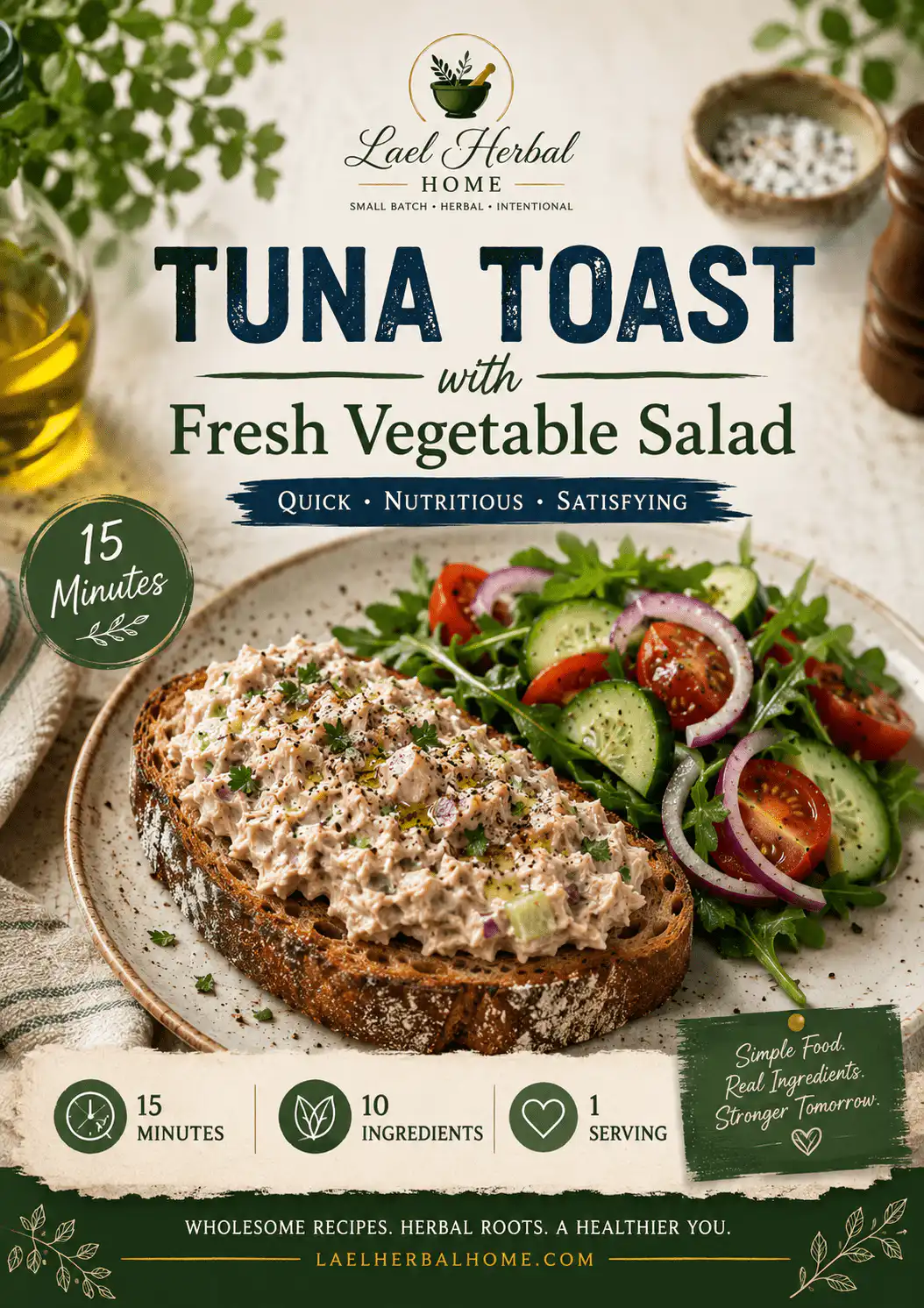 Resources Tuna Toast with Fresh Vegetable Salad recipe from Lael Herbal Home