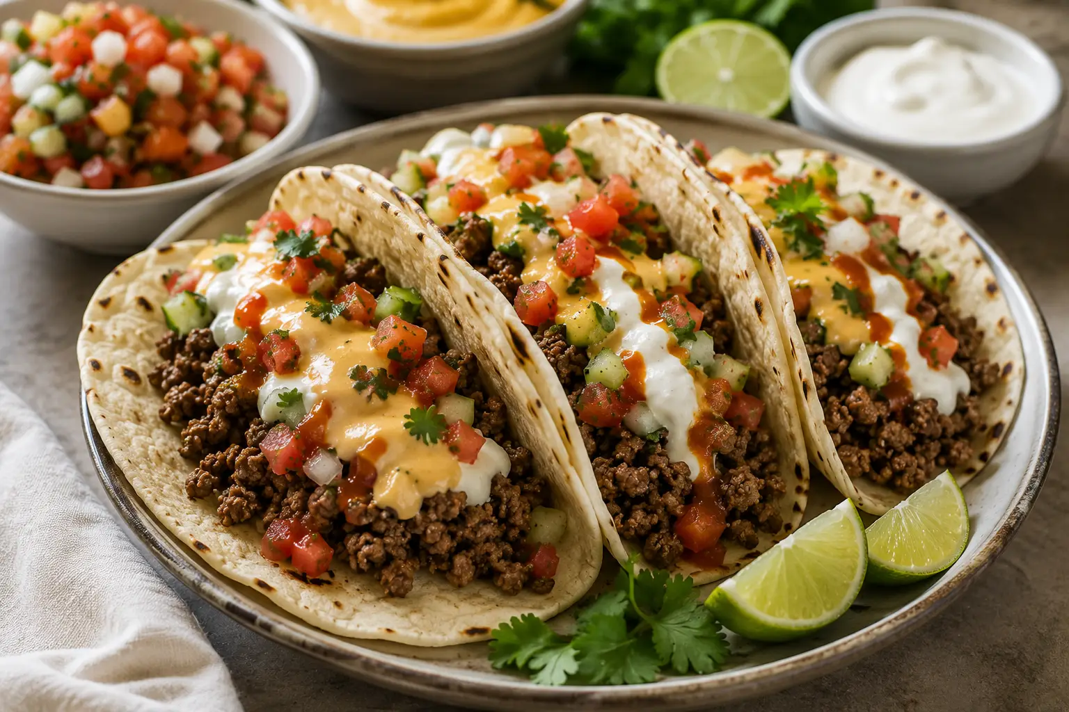 Resources Homemade einkorn beef tacos topped with fresh garden salsa and wholesome ingredients