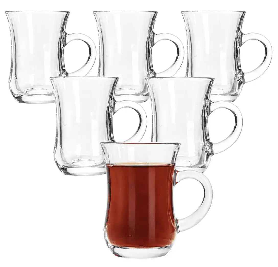 Products Set of 6 Turkish Tea Glasses with Handles (5 oz)