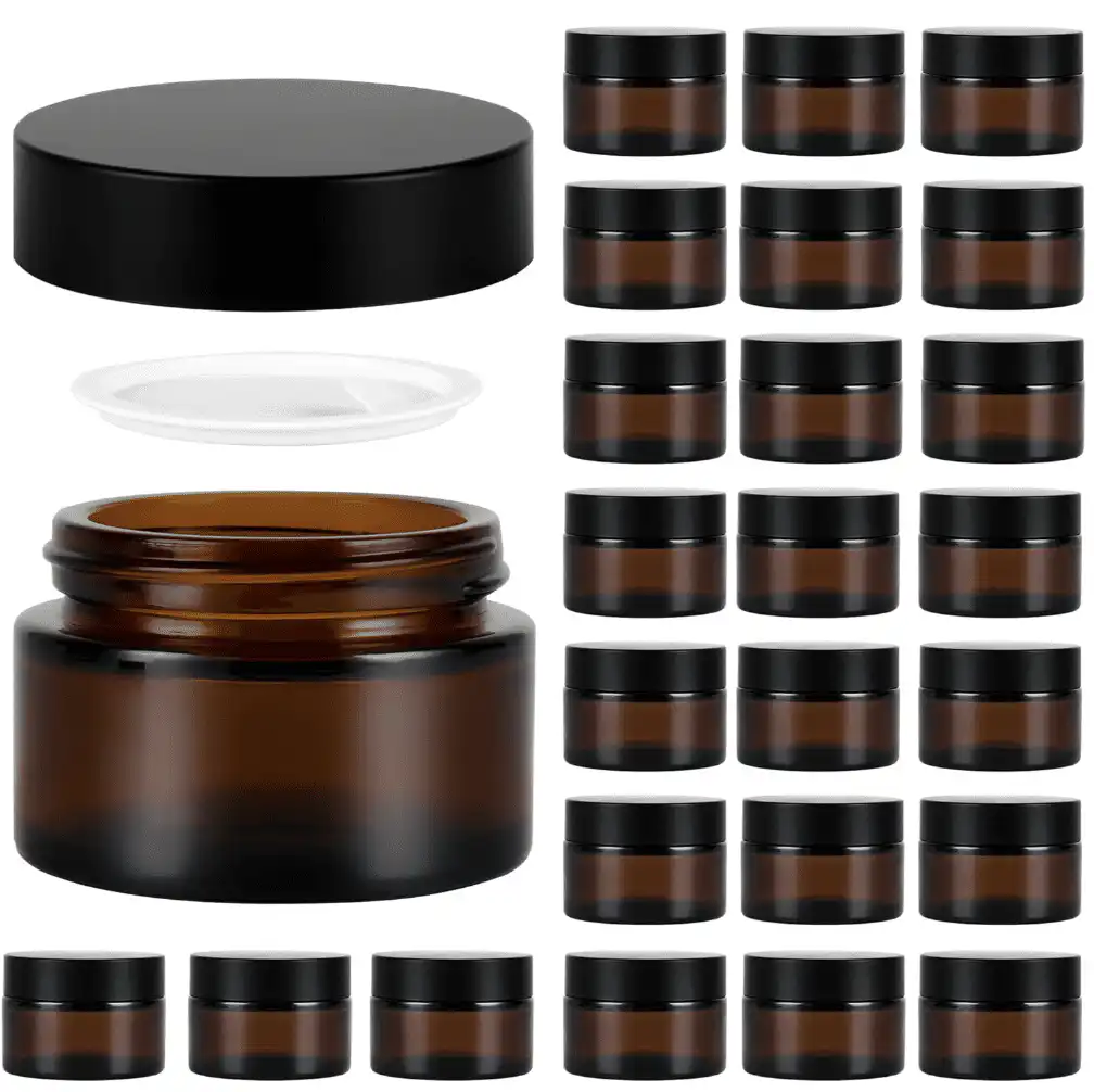 Products 2 oz Reusable Amber Glass Container Jars 24 Pack
