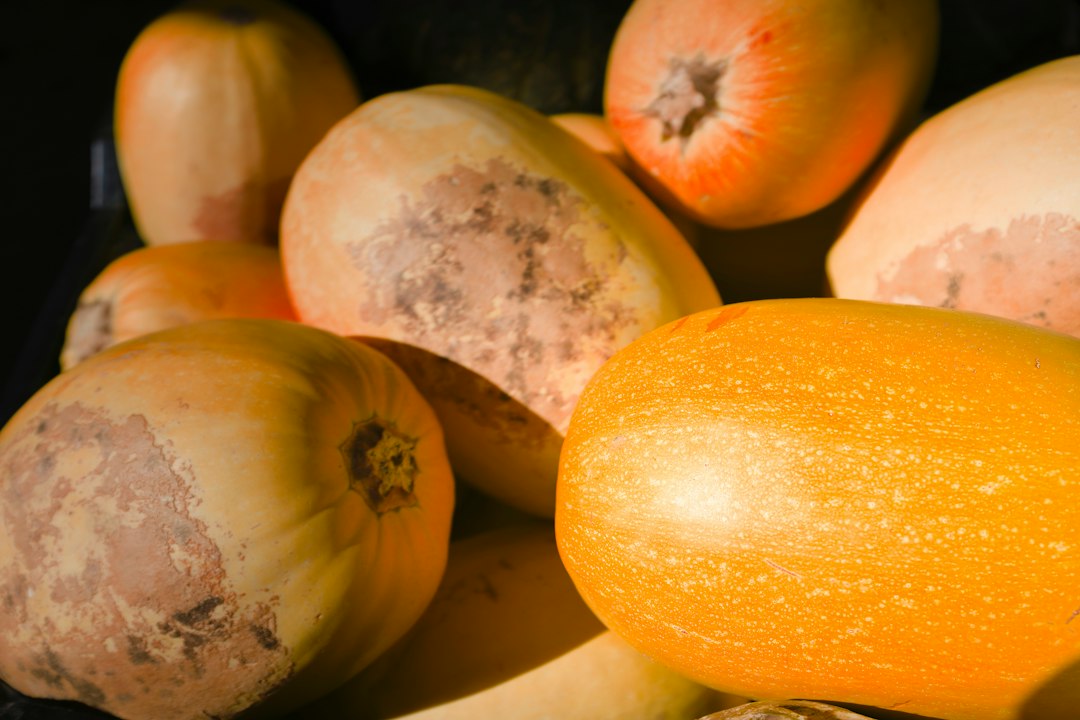 Orange and yellow squash representing carotenoids and golden plant pigments