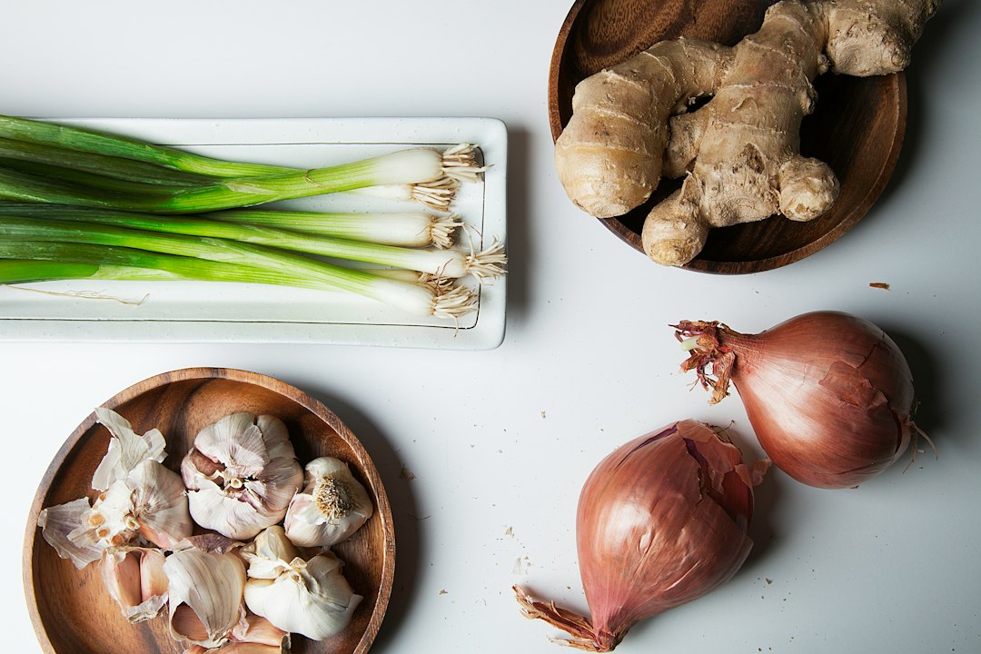 Garlic representing sulfur-containing compounds found in white foods